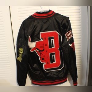 NBA Black Chicago Bulls Satin Jacket